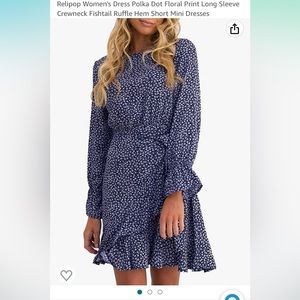 Relipop Floral Long Sleeve Fishtail Ruffle Hem Mini Dress